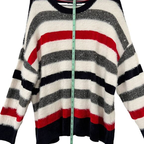 Tommy Hilfiger Striped Crew Neck Sweater Womens size Large. Sequin accen… - Picture 7 of 9